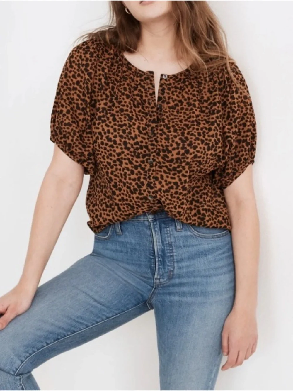 Madewell Brown Leopard-Print Button Down Blouse NWT - M